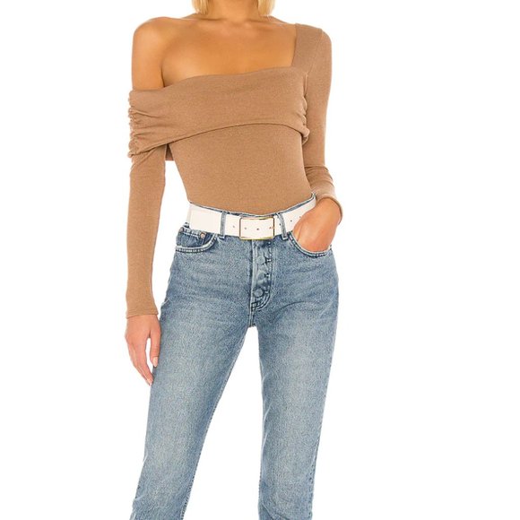 One Shoulder Tan Bodysuit - Picture 5 of 6